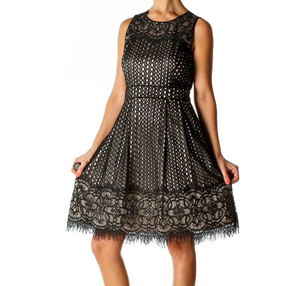 Vince Camuto Black Sequin Cocktail Fit & Flare Dress - Picture 2 of 3